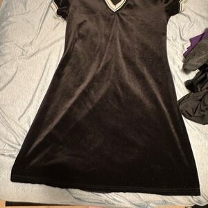 Black Velvet Dress with Silver Trim- small- was only dry cleaned so in perfect..